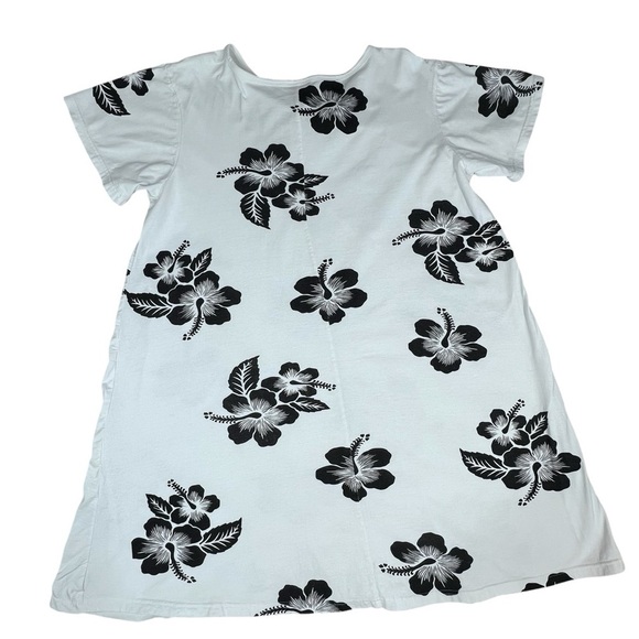 VINTAGE FAVANT Floral Hawaiian Short Sleeve Cotton Dress White & Black Size XXL - Picture 10 of 16